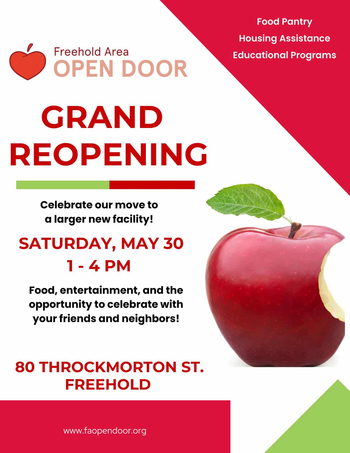 Freehold Area Open Door