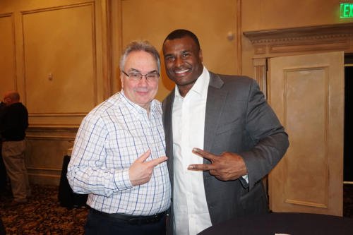 Peter Grandich and NY Giants Ring of Honor member Jessie Armstead.